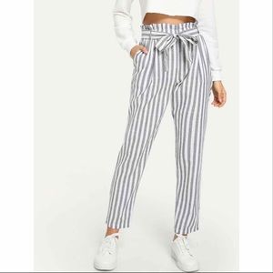Vertical Stripped Pants in Grey/White